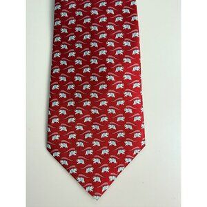 Salvatore Ferragamo Red Silk Elephant Pattern Tie Made In Italy